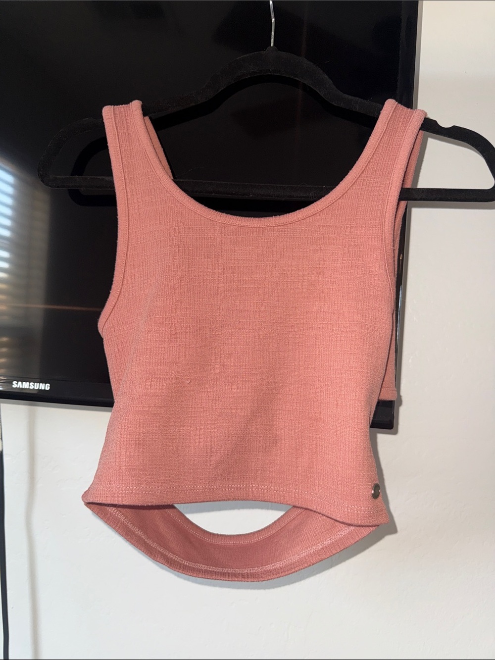 Roxy Dusty Pink Ribbed Crop Tank